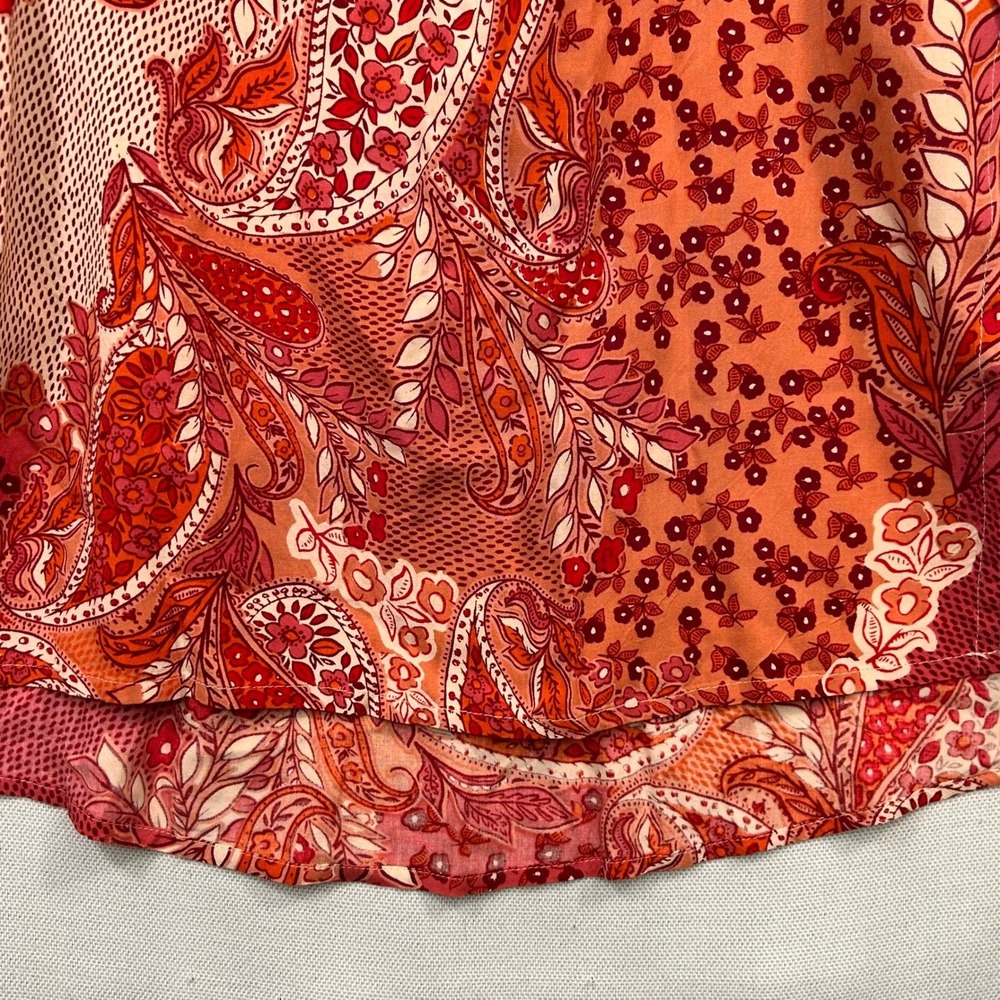 Patrons of Peace Boho Maxi Wrap Skirt L Orange Paisley Patchwork Festival Hippie - Picture 7 of 15